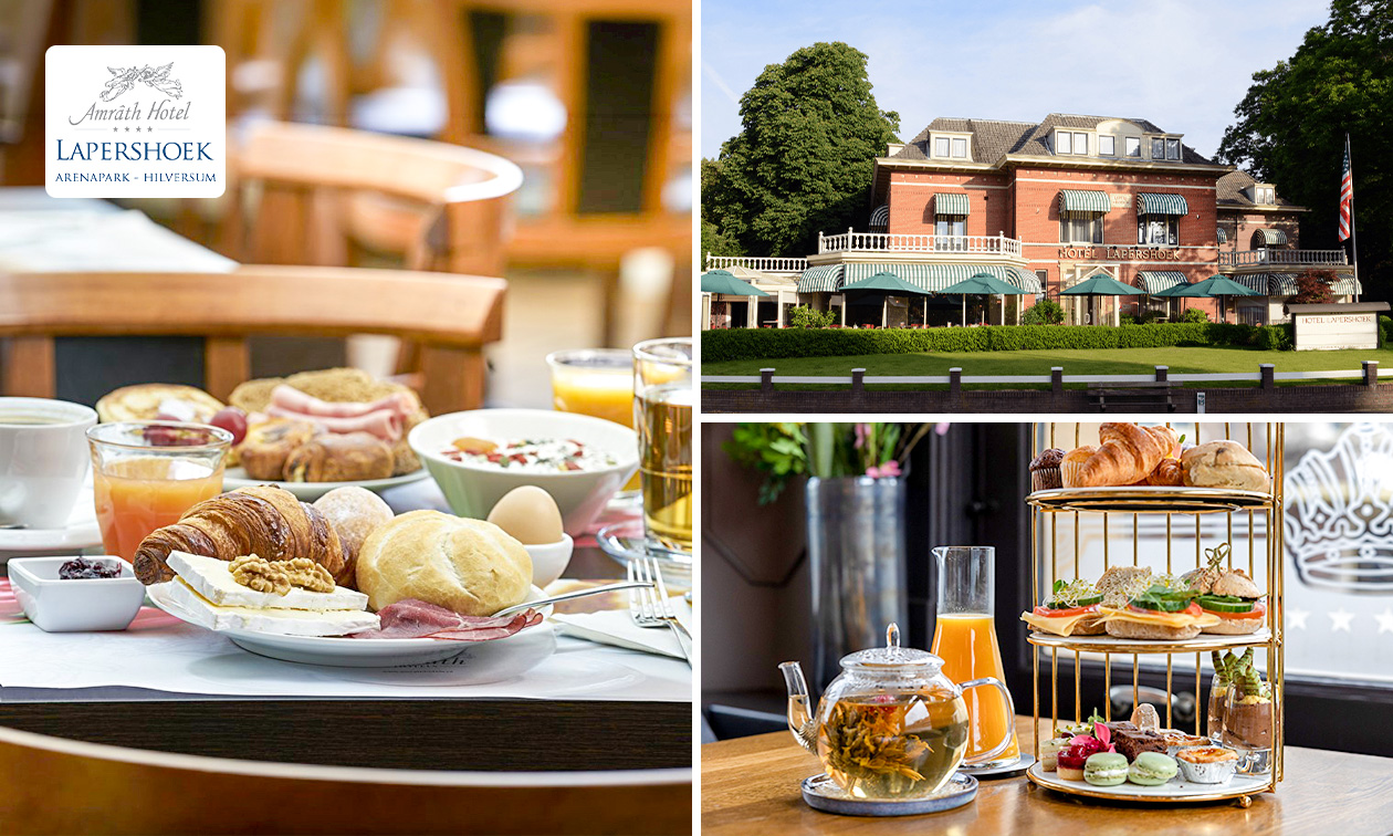 Ontbijtbuffet (1,5 uur) of afternoon tea (2 uur) in Hilversum