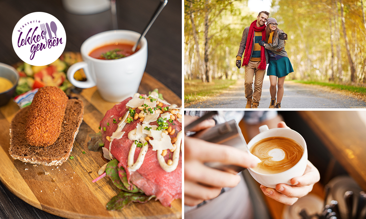 Wandelarrangement + warme drank + gebak + lunch bij Lekker Gewoën Wandelarrangement + warme drank + gebak + lunch bij Lekker Gewoën