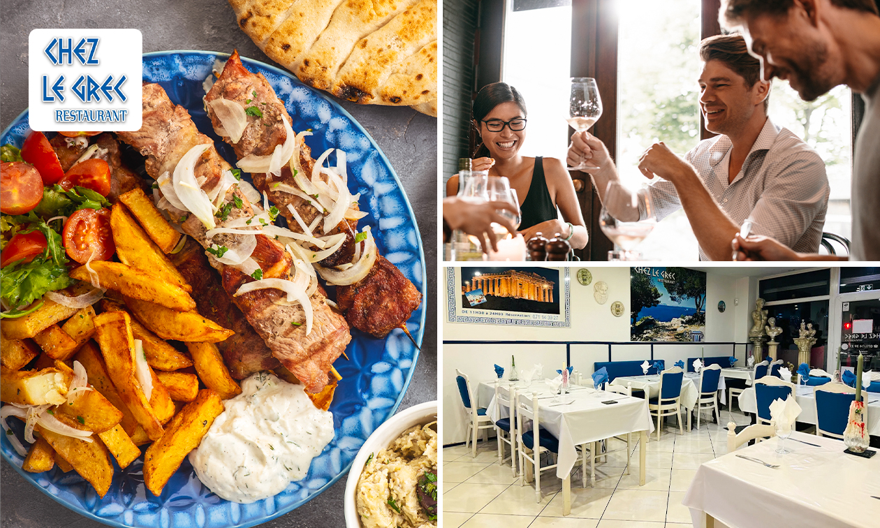 Menu en 2 ou 3 services au choix ou menu familial au restaurant Chez le Grec