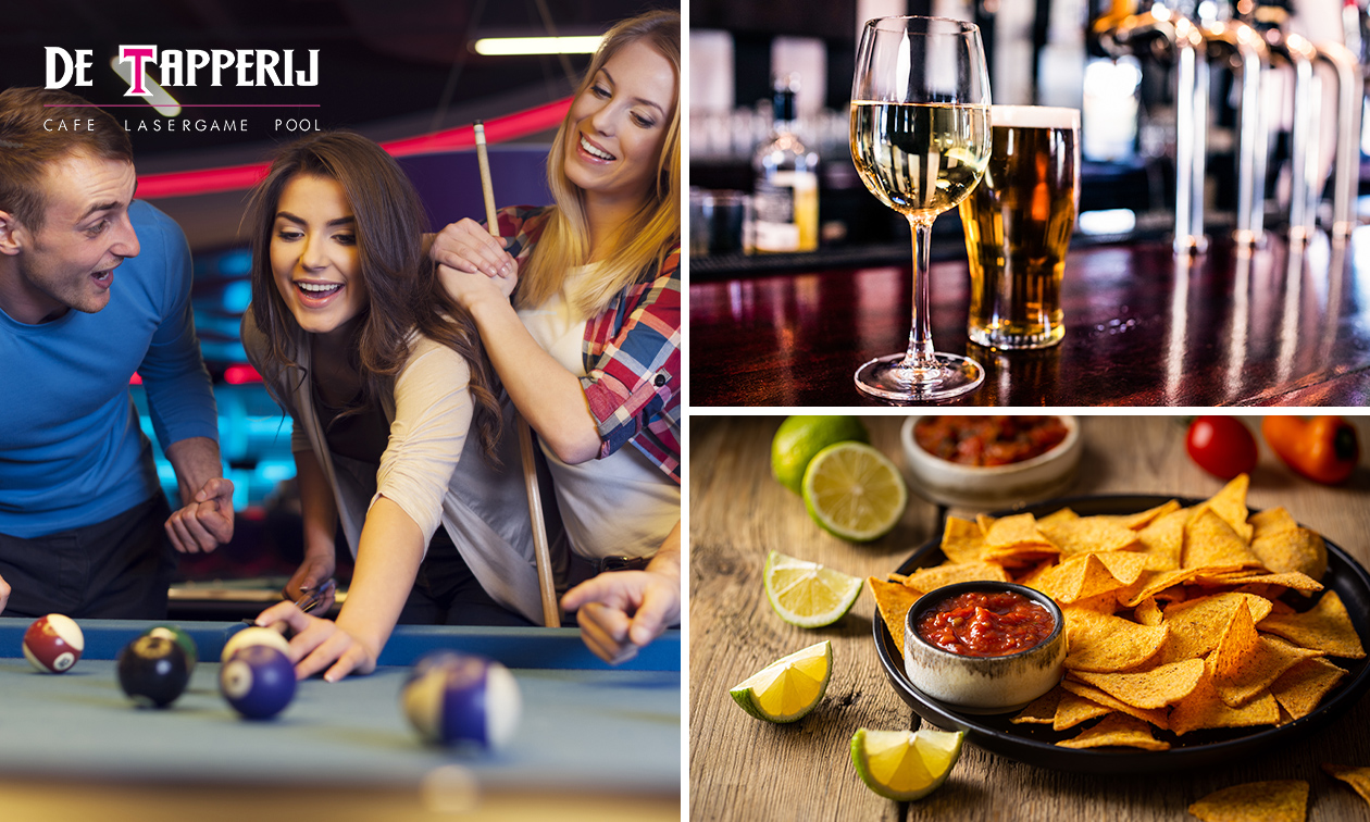 Poolen (2 uur) voor 4 personen + 4 drankjes + nacho's bij De Tapperij in Hengelo