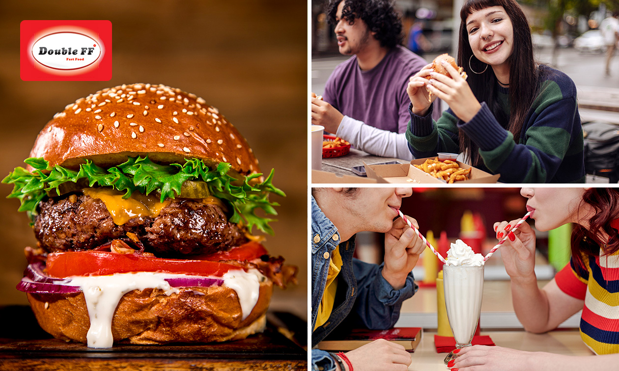 Burger + friet + saus + milkshake naar keuze voor dine-in of afhaal