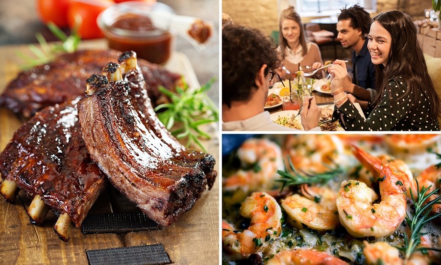 2-gangen keuzelunch of -diner met onbeperkt gamba's of ribbetjes