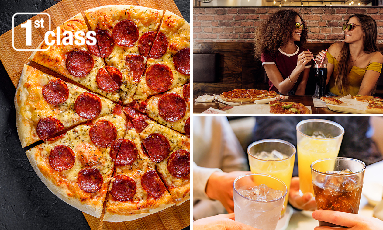Pizza + frisdrank voor afhaal of dine-in bij First Class