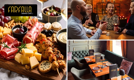 Cocktails of high wine + borrelplank + du pain bij Grand Café Farfalla