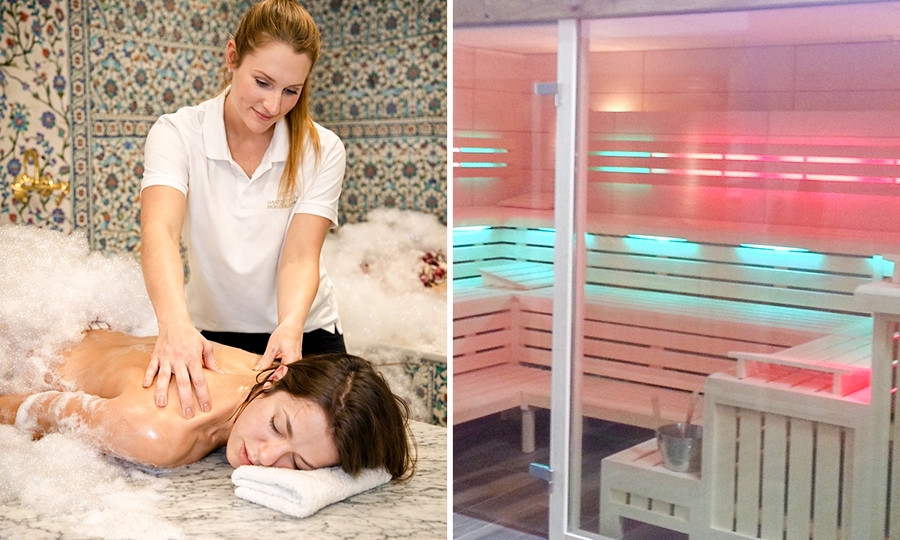 Toegang tot de sauna en de hamam, inclusief lichaamspeeling en massage