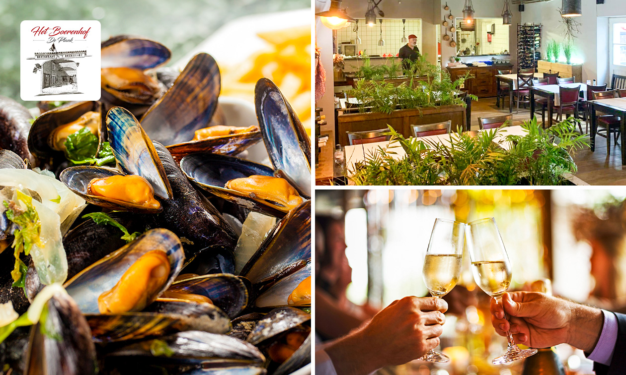 Moules (1,2 kg) + apéritif + frites + sauce chez Boerenhof De Plank