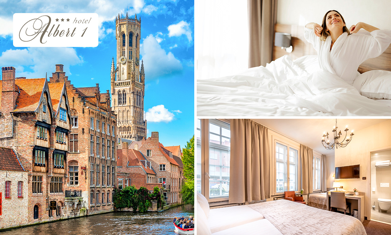 Overnachting voor 2 + ontbijt + late check-out in hartje Brugge