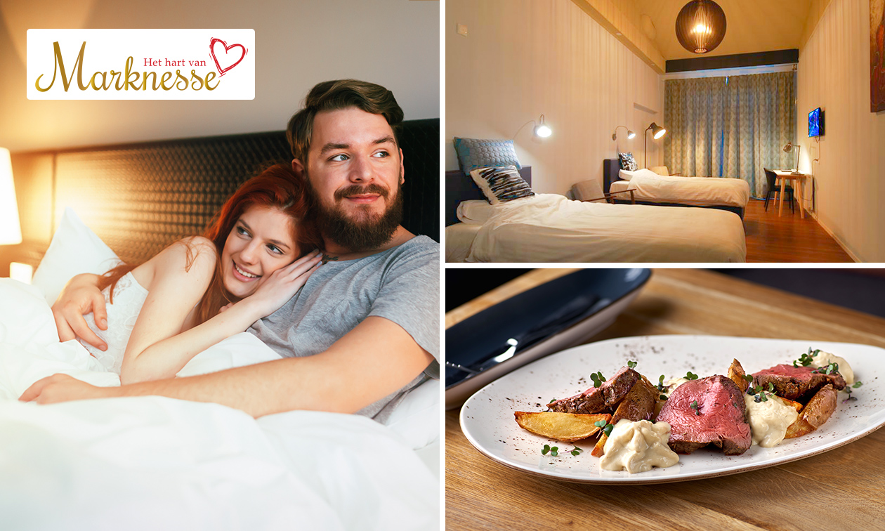 Overnachting voor 2 + ontbijt + evt. diner en fles bubbels in Marknesse