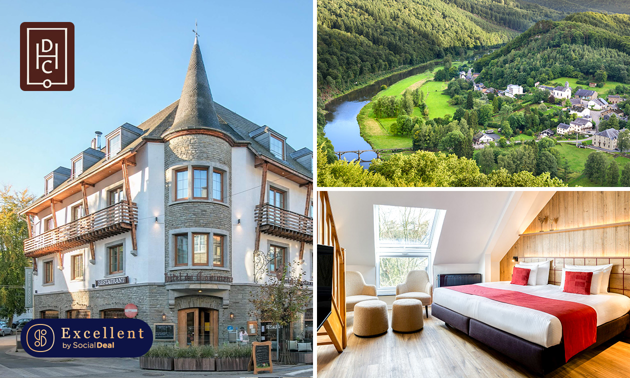 Overnachting voor 2 + ontbijt + late check-out + glas cava in de Ardennen