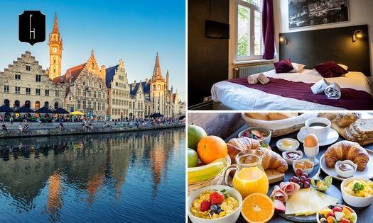 Übernachtung für 2 in einem Zimmer nach Wahl + Frühstück + Glas Sekt im Herzen von Gent