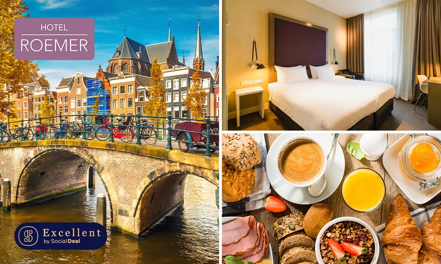 Overnachting voor 2 + ontbijt in hartje Amsterdam