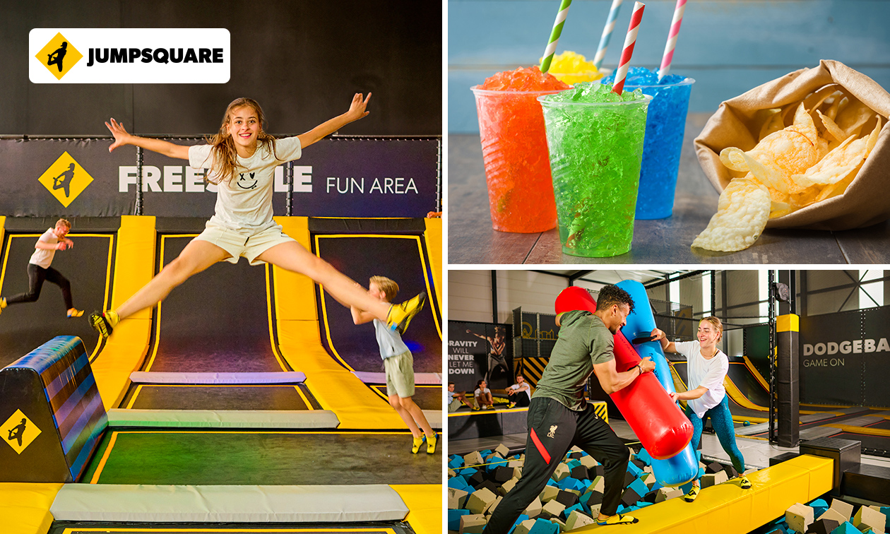 Jump ticket (120 min) voor Jumpsquare Heerhugowaard + chips + slushy Jump ticket (120 min) voor Jumpsquare Heerhugowaard + chips + slushy