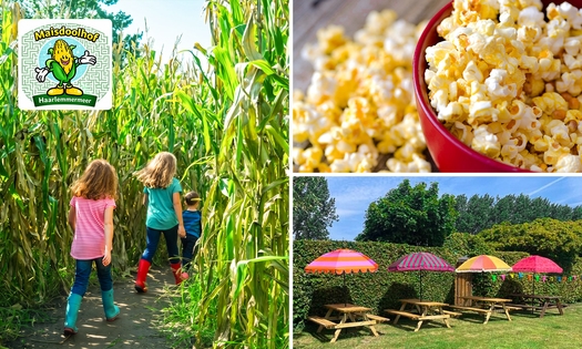 Entree maisdoolhof + popcorn + pakje drinken, koffie of thee