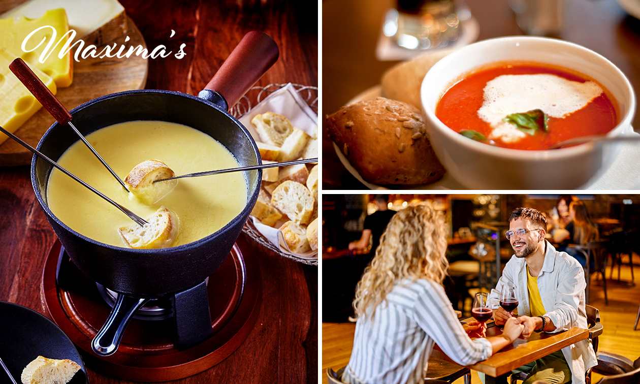 Kaasfondue met soep of nagerecht bij Maxima’s