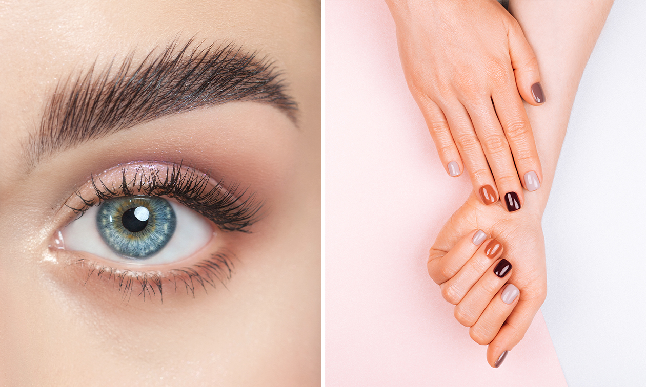 Wimper- of wenkbrauwbehandeling naar keuze of acrylnagels