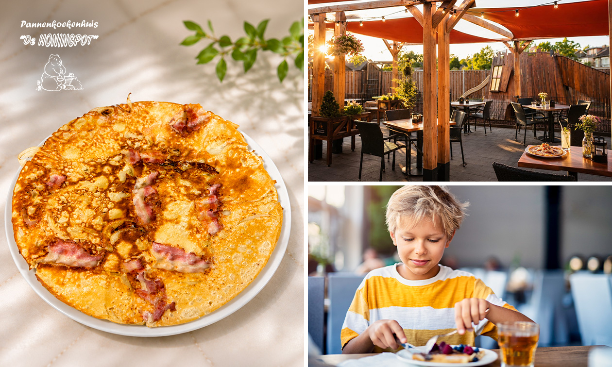 Pannenkoekenlunch met 2 toppings naar keuze + drankje naar keuze