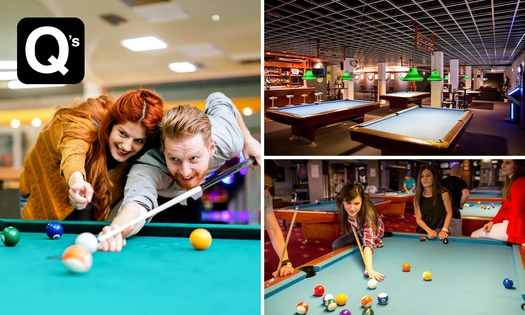 1 of 2 uur poolen bij Q's Pool- en Snookercentrum