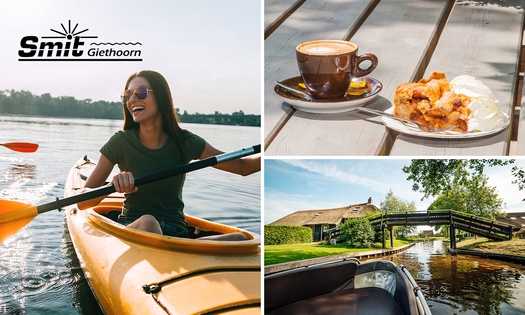Kanohuur (3 uur) + koffie/thee + gebak bij Smit Giethoorn