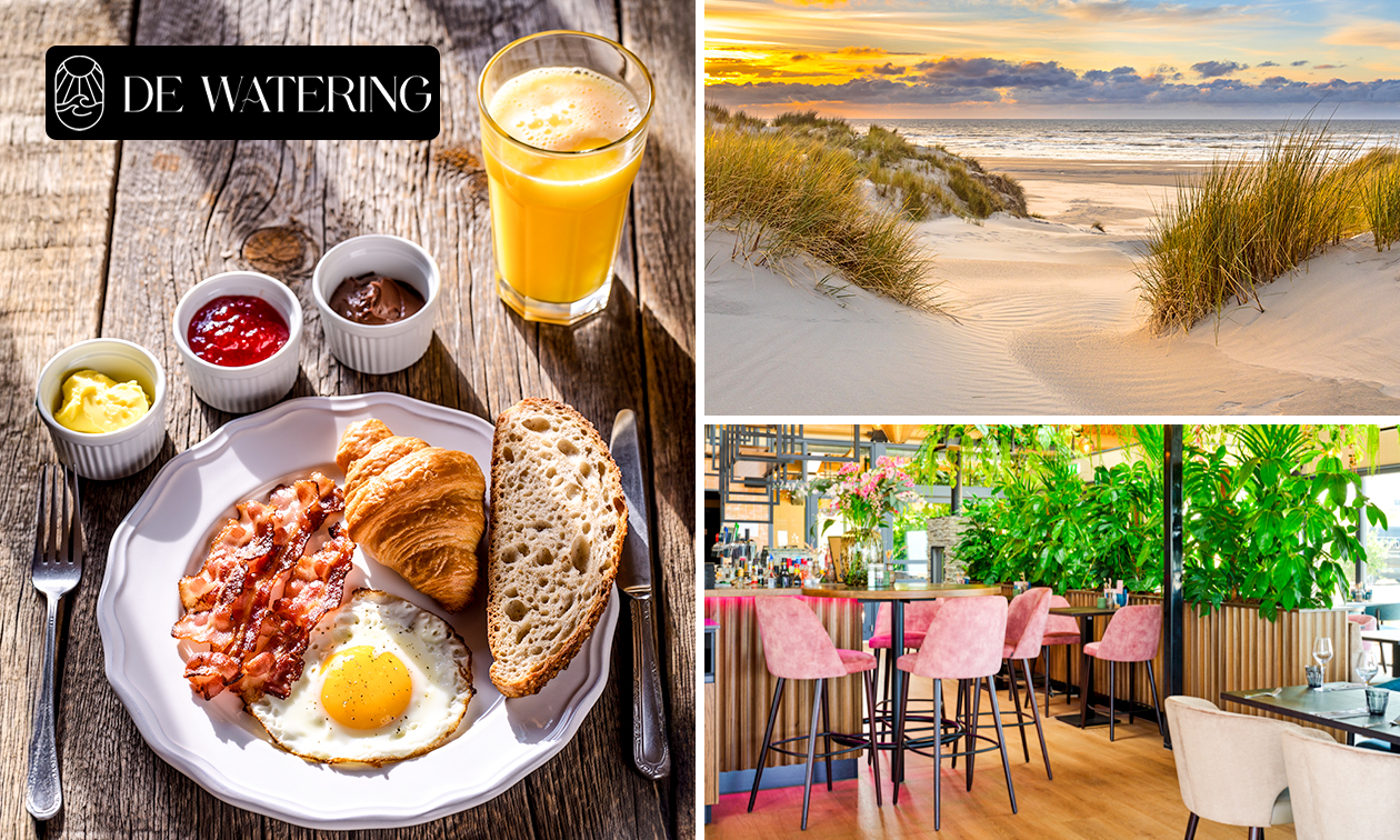 Ontbijt + jus d'orange aan het strand bij Strandpaviljoen de Watering