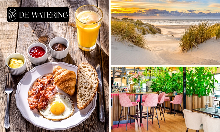 Ontbijt + jus d'orange aan het strand bij Strandpaviljoen de Watering