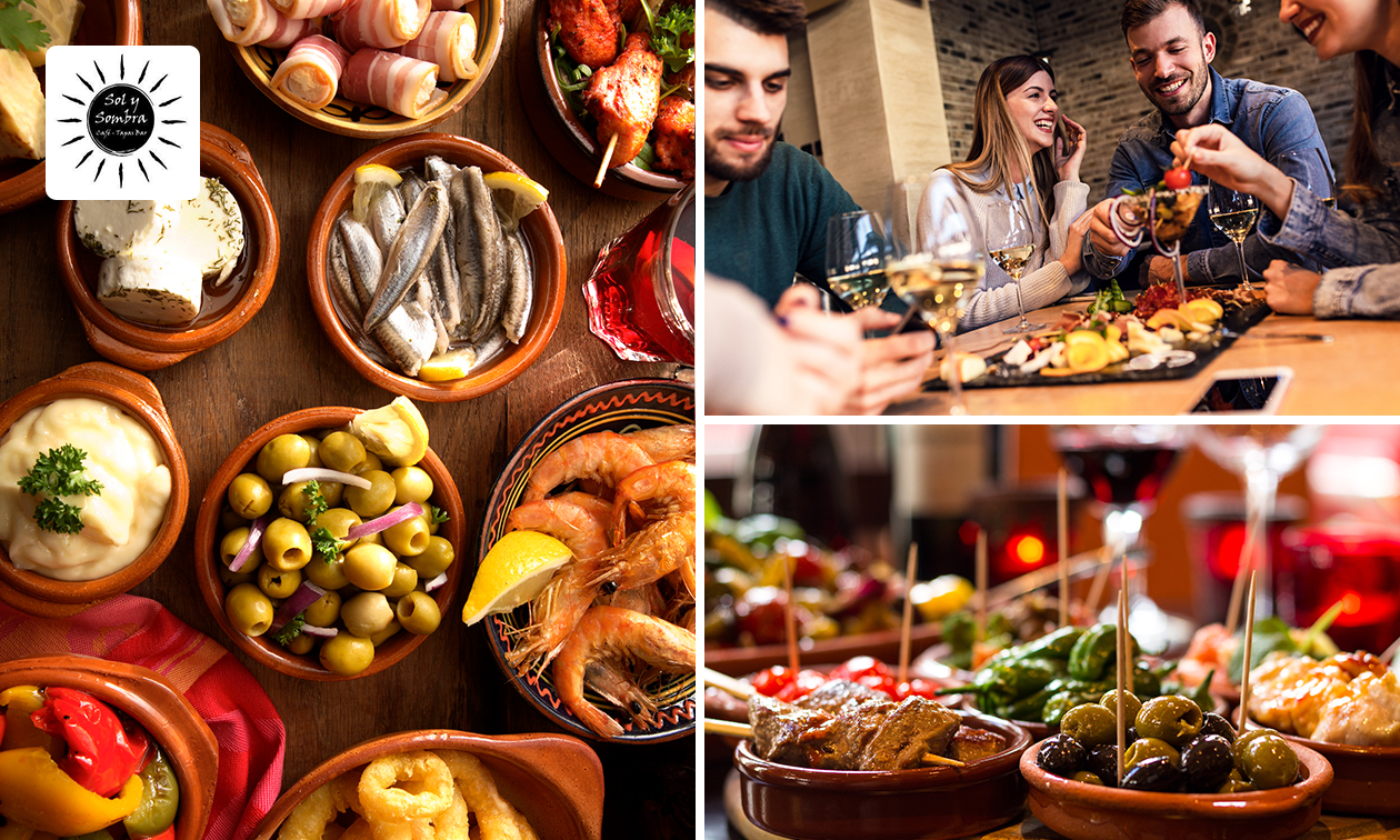 Menu tapas espagnol en 4 ou 5 services à partager au Tapasbar Sol y Sombra