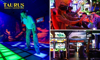'De vloer is lava'-spel + 3 arcadedollars of Cosmic Bowling (1 uur) + bittergarnituur